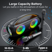 JYX Party Speaker, Waterproof Outdoor Speakers Bluetooth, Portable Boombox with DJ Lights for Pool Beach Party