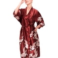 thumbnail image 1 of LUXUR Peignoir Ceinturé pour Femmes, Pyjama Léger pour la Maison, Rouge Vin-Long 3TG, 1 of 2