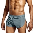 thumbnail image 4 of Zynviq Casual Underwear Men Athletic Gray Elastic Waist Split Sides Solid Boxer Briefs Mens Briefs,XL, 4 of 5