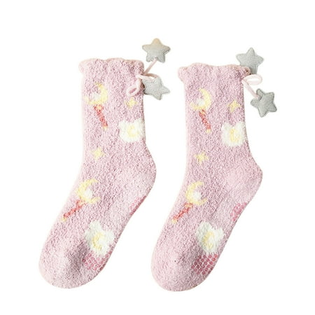 

ZRBYWB Women Socks Winter Thickened Coral Socks Nonslip Floor Socks