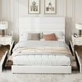 thumbnail image 3 of Amolife Queen Size Storage Platform Bed Frame with 4 Drawers & Upholstered Velvet Slat Headboard, White, 3 of 12