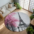 thumbnail image 2 of Valentine's Day Area Rug, Oil-Painting Couple under Pink Umbrella Paris Eiffel Tower Tree Washable Large Circle Carpet, Non Slip Round Rug for Living Room/Bedroom/Dining Room/Home Office/Dorm, 2 of 9