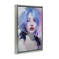 thumbnail image 4 of Stupell Industries Blue Haired Woman Visage Novelty Painting Gray Floater Framed Art Print Wall Art, 21 x 31, 4 of 10
