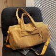 thumbnail image 4 of Solid Color Exercise Bag Roomy Interior Practical Corduroy Fabric Multiway Carry Shoulder Crossbody Bag for Sports Yellow, 4 of 4