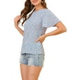 thumbnail image 5 of INSPIRE CHIC Women's Floral Butterfly Short Sleeve Round Neck Casual Blouse Tops, 5 of 7