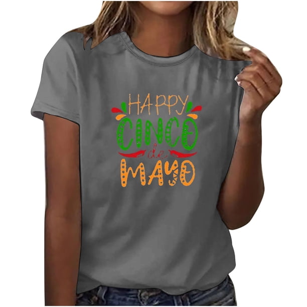 Fiudx Camisas para Mujer Camisas Mayo de Moda para Mujer, Camisetas de Manga Corta para Fiesta de Mayo, Blusas