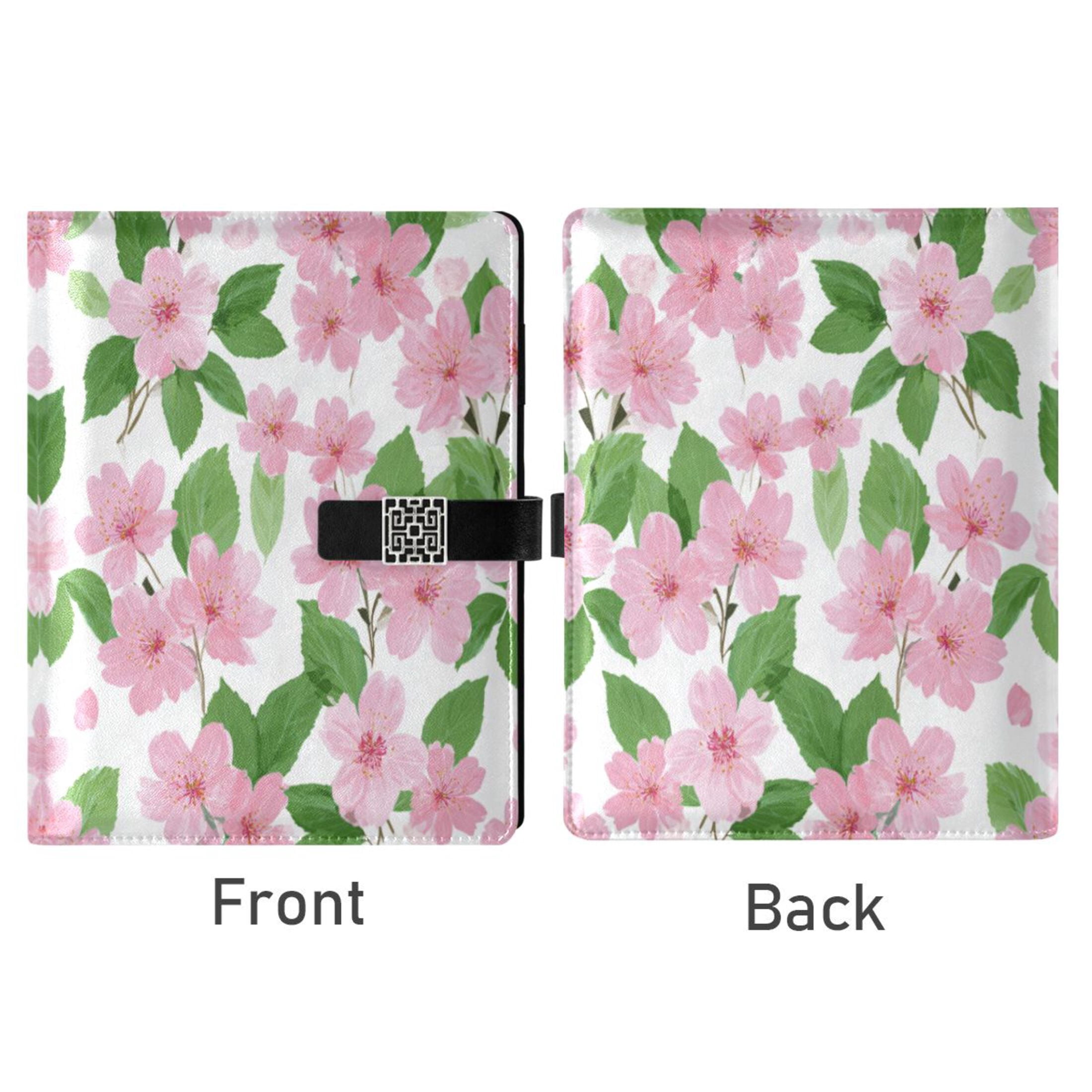 Leather Planner Leather Notebook Notebook Journal Binder Design Pen Pocket Design Convenient for Storage Pink Cherry Blossom Motif