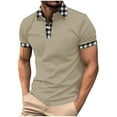 thumbnail image 3 of DDAPJ pyju Men's Casual Polos Shirts Plaid Collar Short Sleeve Golf T-Shirt Lightweight Breathable Sports Tennis Shirt Lightning Sales of Today Khaki XXXL, 3 of 6