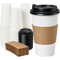 16 oz 50 Pack Disposable Coffee Cups with Lids and Sleeves, To Go Coffee Cups, Hot Paper Cups for Hot Beverages in Party, Family, Office, Upgraded