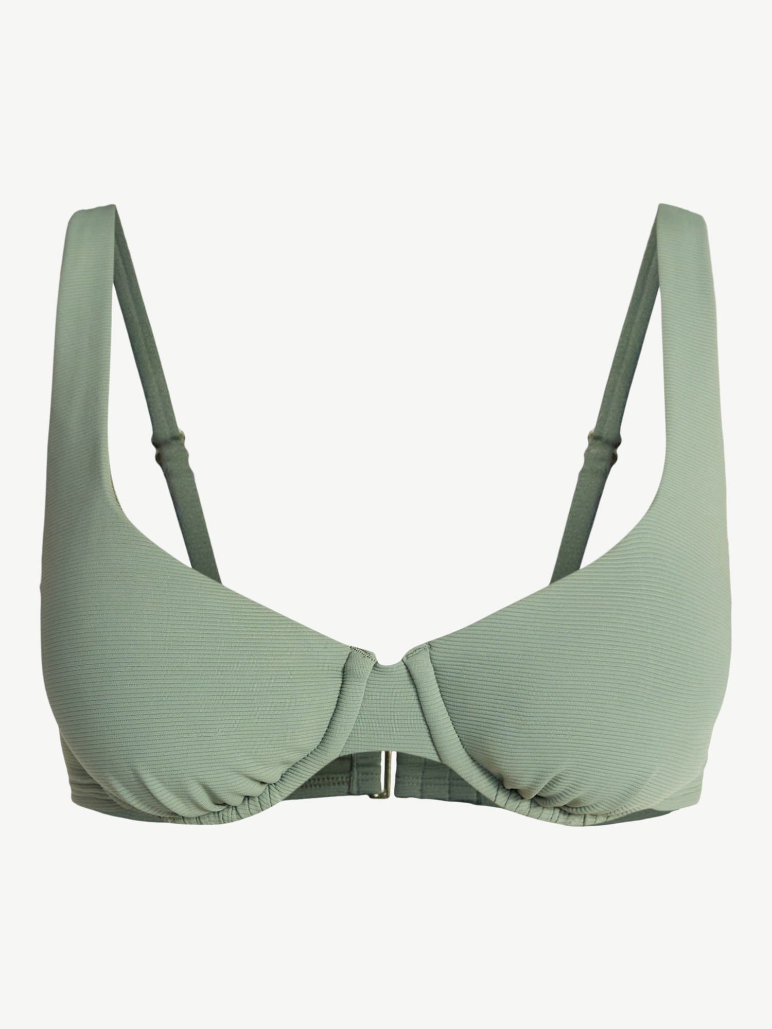 Time and Tru Women's Ribbed Underwire Bikini Top, Sizes XS-3X