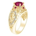 thumbnail image 2 of AFFY 1.27 Carat Round Shape Simulated Ruby & Natural Diamond Unique Filigree Ring 14k Solid Yellow Gold Ring Size-7.5, 2 of 2