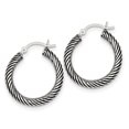 thumbnail image 1 of Sterling Silver Antiqued Open Twist Hoop Earrings QE6729, 1 of 2