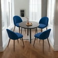 thumbnail image 2 of Anchorhome Dining Set for 5 Piece Mid-Century Modern Round Table with 4 Velvet Chairs - Chic, Luxury, Comfy, Sturdy & Compact - for Homes, Apartments, Restaurants(Grey Top, Blue Chairs), 2 of 7