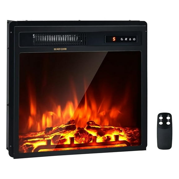 WDZS Electric Fireplace Insert Heater- Wall Recessed/Mounted Fire Places Electric Fireplace with Remote, 2 Modes Heat, 9H Timer, 5 Brightness, 750/1500W Freestanding Fireplace (18")