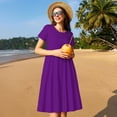 thumbnail image 4 of Vsdgher Robes Midi Maxi Décontractées pour Femmes Été 2025, Manches Courtes Légères, Col Rond, Robe de Plage, 4 of 6