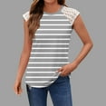 thumbnail image 5 of Fanxing Lace Cap Sleeve Tshirts for Women Under $15 Crewneck Tank Tops Summer Trendy Striped Graphic Tees Gray,S, 5 of 5