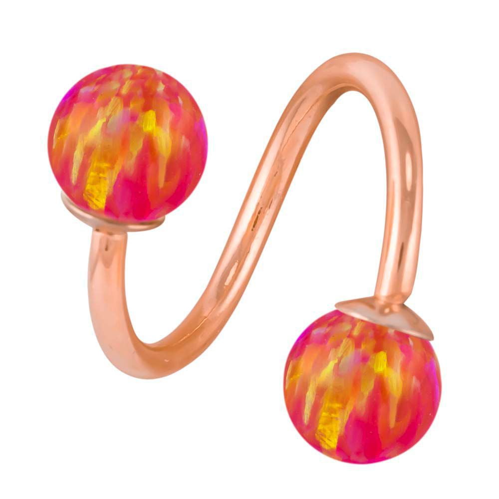 Opal 14K Rose Gold Twister Spiral Barbell by