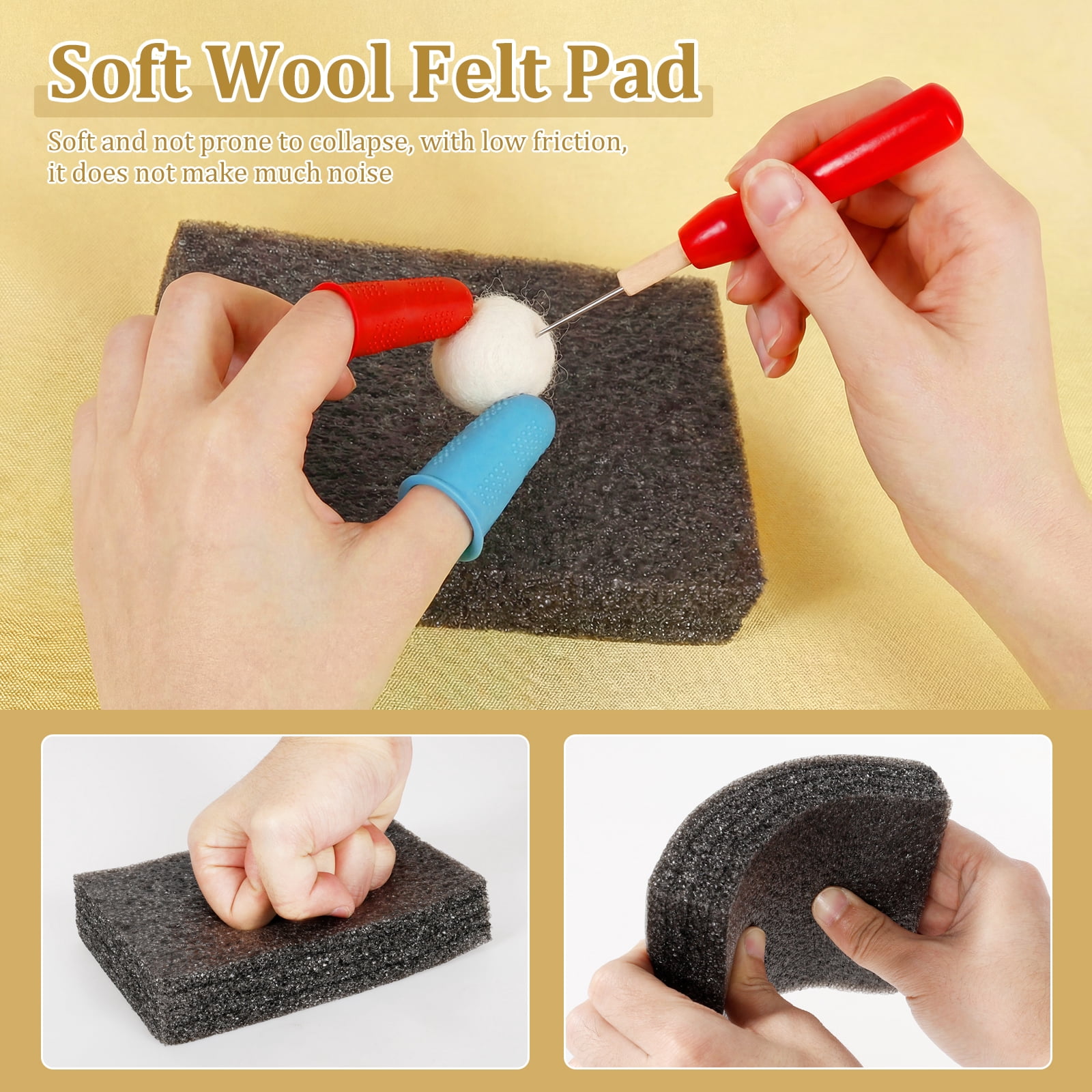 Grusce Needle Felting Tool Set Practical Wool Felting Needle Supplies Set Include Awl Finger Sleeves Glue Stick Scissors for DIY Crafts Beginner