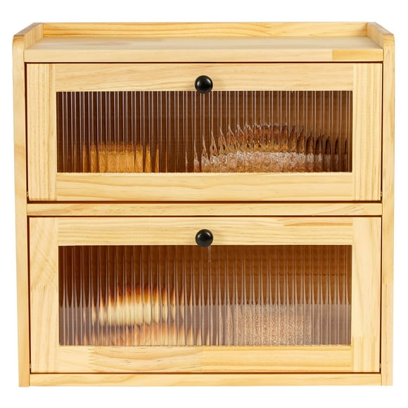 Bread Box Sunhoo, recipiente de madera para almacenamiento de pan, 2 capas