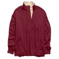 thumbnail image 4 of Soft Womens Oversized Henley Collar Sweatshirt with Button Closure Fleece Lined Long Sleeve Pullover for Casual Daily 2026 Wine M, 4 of 4