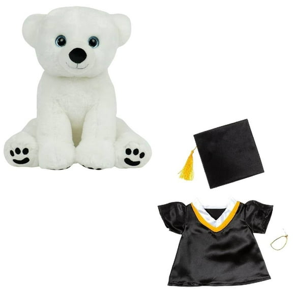 Plush Gear Snowpuff the Polar Bear Graduation Plush with Cap and Gown 16" Graduation Day Gift
