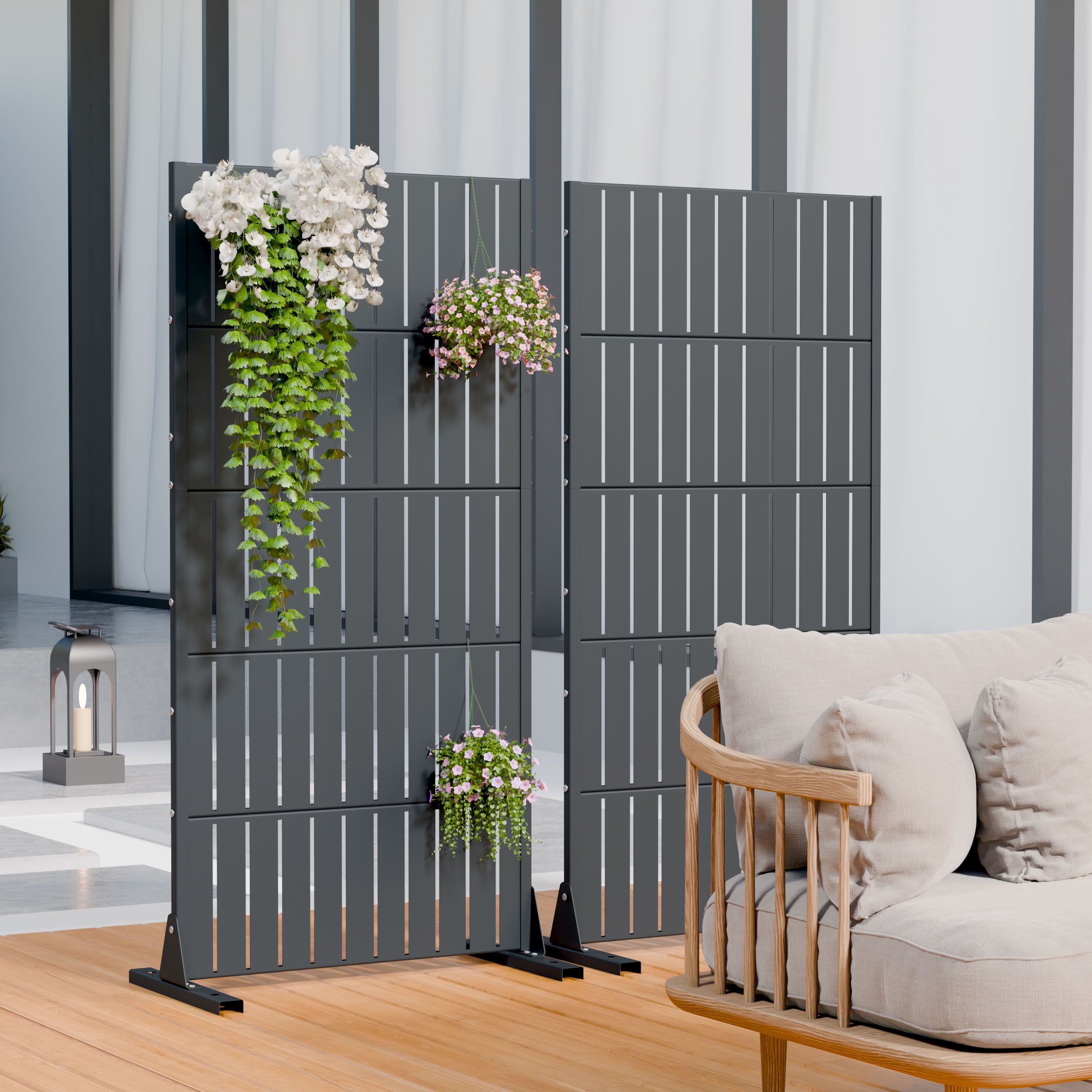 MAYEERTY 72*35in Outdoor Privacy Screen, Outdoor Divider Metal Privacy Panel, Privacy Fence for Patio, Balcony, Garden