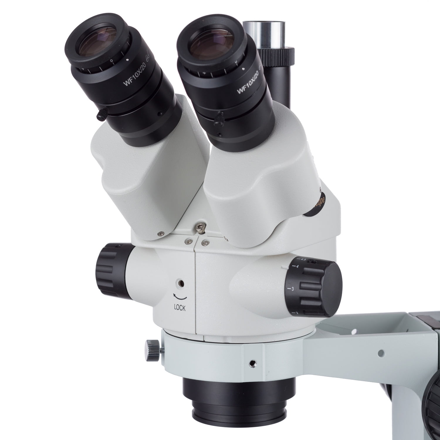 AmScope 7X-45X Simul-Focal Fluorescent Trinocular Boom Stereo Microscope 18MP USB3 Camera