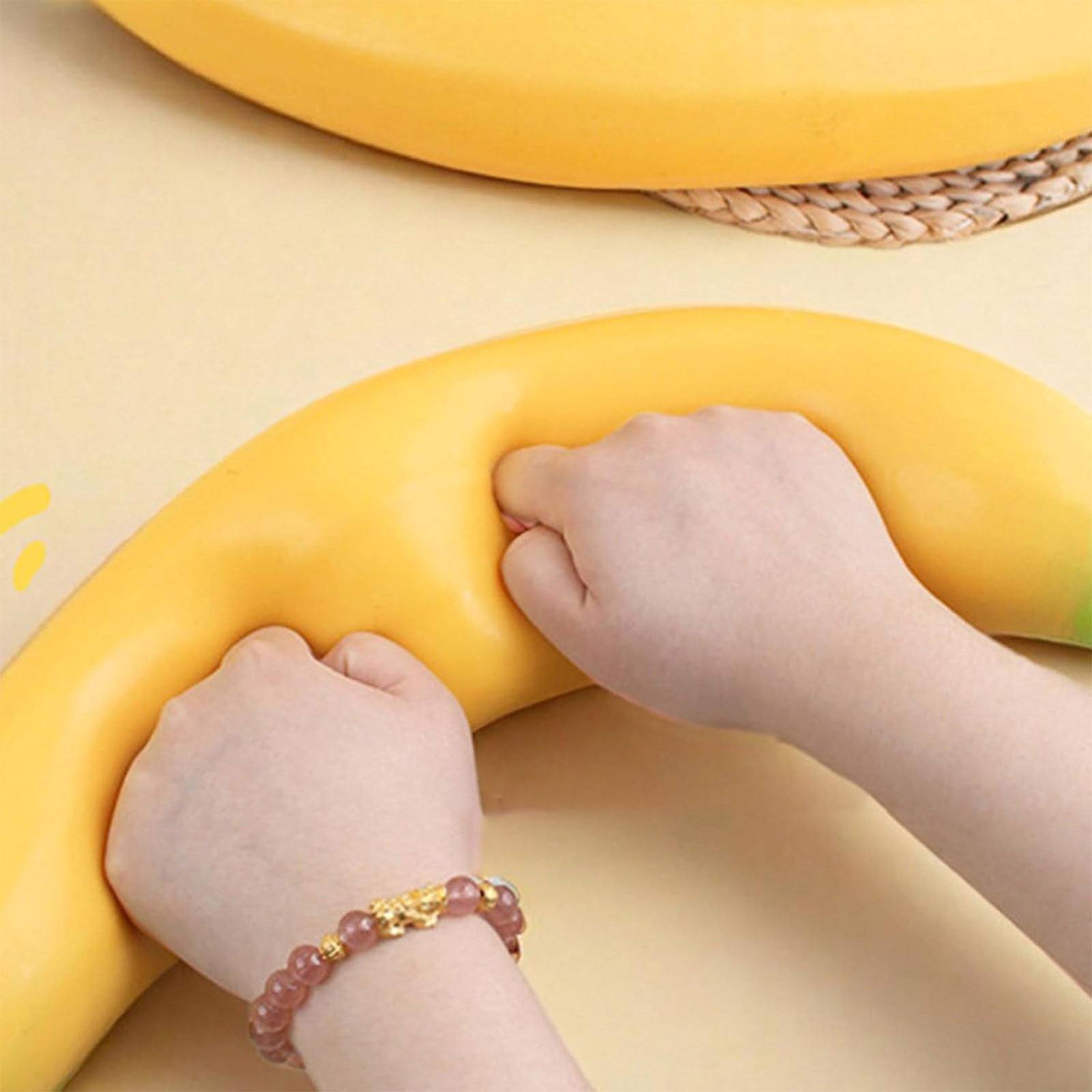 CCWADH Fake Banana Stress Relief Fidget – 17.7 Inch Large Soft Rubber Desk Accessory | Lightweight Squeeze Fidget for Adults | Novelty Office Decor, Relaxation Tool
