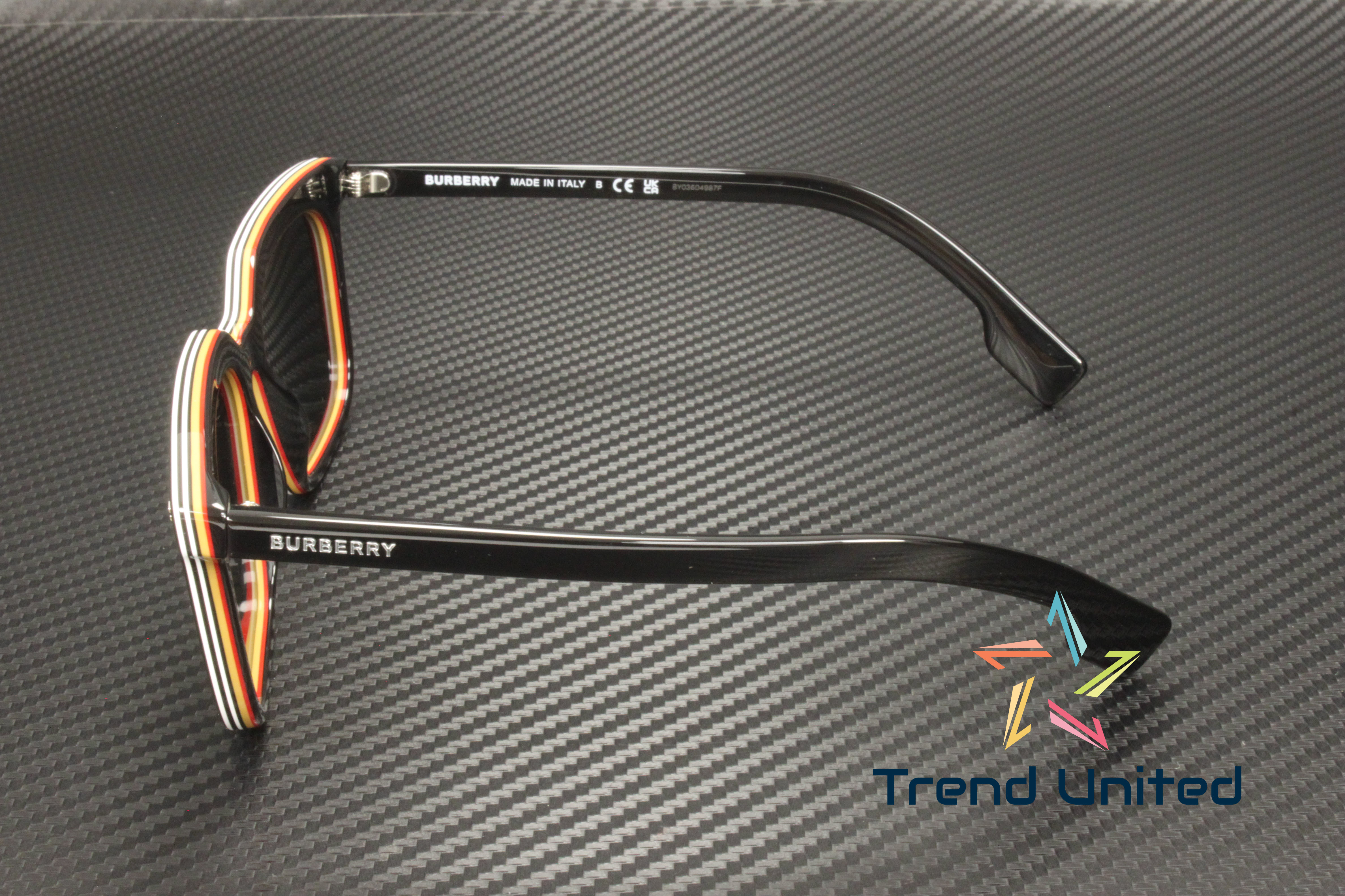 BURBERRY BE4337 379887 Black Dark Grey 56 mm Men's Sunglasses