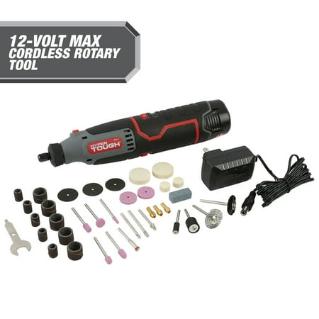 

Hyper Tough 12V Max* Lit-Ion Cordless Variable Speed Rotary Tool 40 Accessories with 1.5Ah Battery & Charger 99315