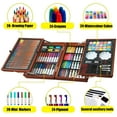 thumbnail image 3 of KINSPORY 139 pack Deluxe Portable Double Layers Wooden Coloring Drawing Kit with Sketch Pads, Art Set Gift for Artist Adults Beginners Kids (Brown), 3 of 7