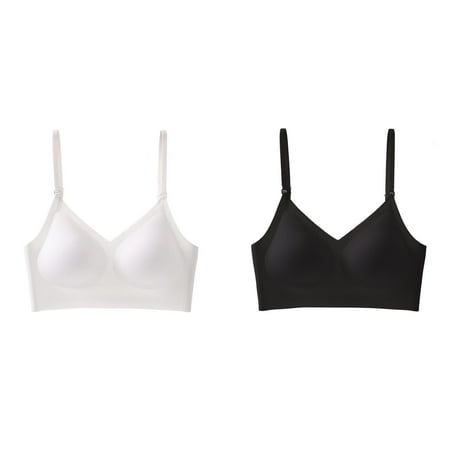 2-Pack Low Back Bra For Women Wirefree Seamless Bra Backless Multiway Straps Convertible Bra With Padded Removeable Woman Sports Bra Women Bras plus Size Front Close Sports Bra Non Removable Pads
