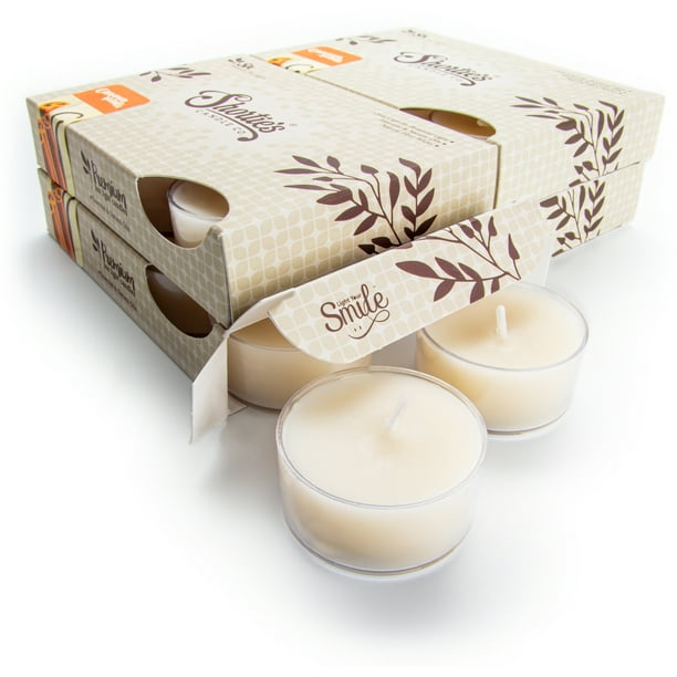 Cinnamon Vanilla Tealight Candles Bulk Pack (24 Beige Highly Scented