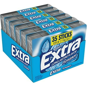 Extra Gum Peppermint Sugarfree Chewing Gum Mega Pack, 35 Sticks (Pack Of 6)