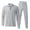 Gray, variant on Men's Sports Sets Workout Outfits Set Casual Two Piece Tracksuit Solid Turndown Suit Fashion Zip Long Sleeve Trousers White
