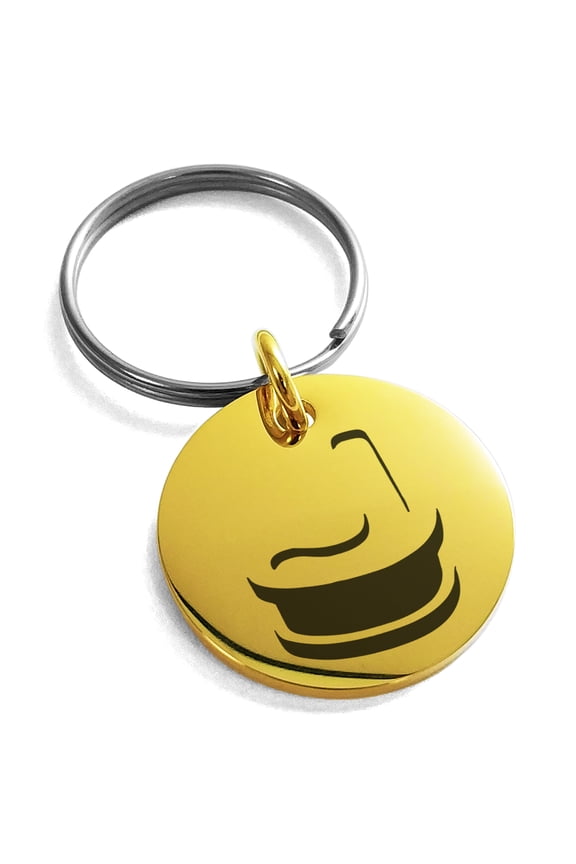 Stainless Steel Letter J Initial 3D Monogram Engraved Small Medallion Circle Charm Keychain Keyring