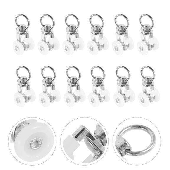 Squalise 20Pcs Curtain Track Rollers Twin Wheeled Carriers Curtain Track Silent Runner