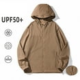 thumbnail image 4 of Delliss Men's Thin UPF 50+ Sun Protection Clothing Outdoor Zipper Pocket Hooded Fishing Jacket Brown M, 4 of 6