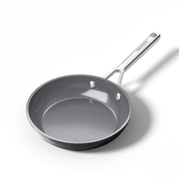 naturepan 8 inch Ceramic Nonstick Skillet, Diamond-Titanium Coating, Dishwasher/Oven Safe, Gray