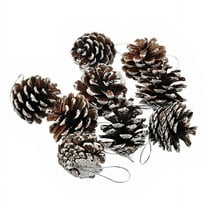 COMPUKAS 9Pcs Silver Pinecone Ornaments for Christmas Tree Holiday Decoration Set