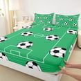 thumbnail image 4 of Erosebridal Green Soccer Court Full Size Sheets,Football Sport Games Bed Sheets 4pcs, 4 of 6