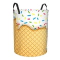 thumbnail image 2 of Haiem White Ice Cream Leather Dirty Clothes Laundry Basket,Sturdy & Waterproof,Collapsible Round Design For Efficient Space Management,Multi-Purpose Storage Basket, 2 of 8