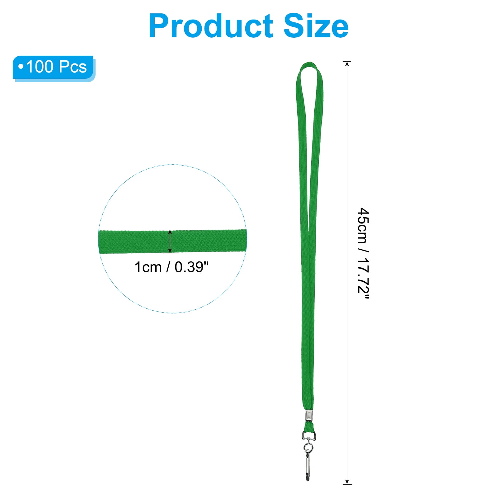Uxcell Lanyards, 100 Pack Neck Lanyards Bulk with Swivel Hook Clip for ID Badges Holder, Keys, Office, Teachers, Green