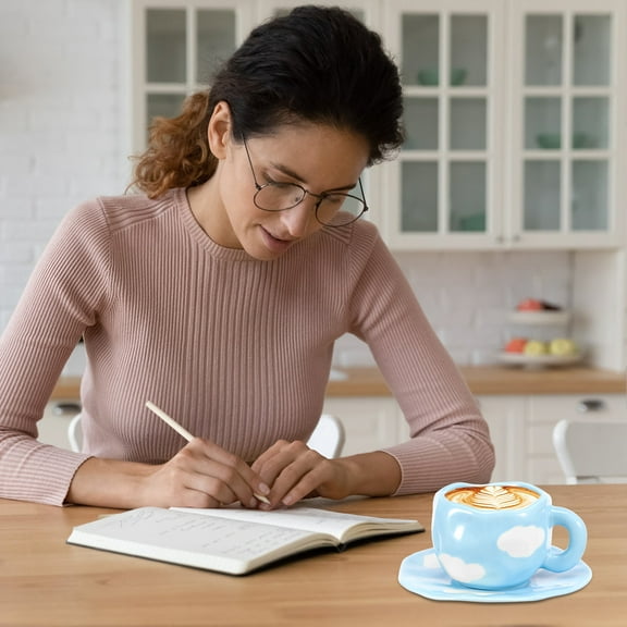 Wekvgz Ceramic Coffee Mug with Saucer Set 300ml Ceramic Coffee Cup Cute Ceramic Tea Cup and Saucer Set Beautiful Ceramic Tea Mug with Saucer Coffee Mug Set with Saucer for Home Office