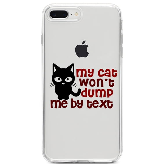 DistinctInk Clear Shockproof Hybrid Case for iPhone 7 PLUS / 8 PLUS (5.5" Screen) TPU Bumper Acrylic Back Tempered Glass Screen Protector - My Cat Won't Dump Me By Text