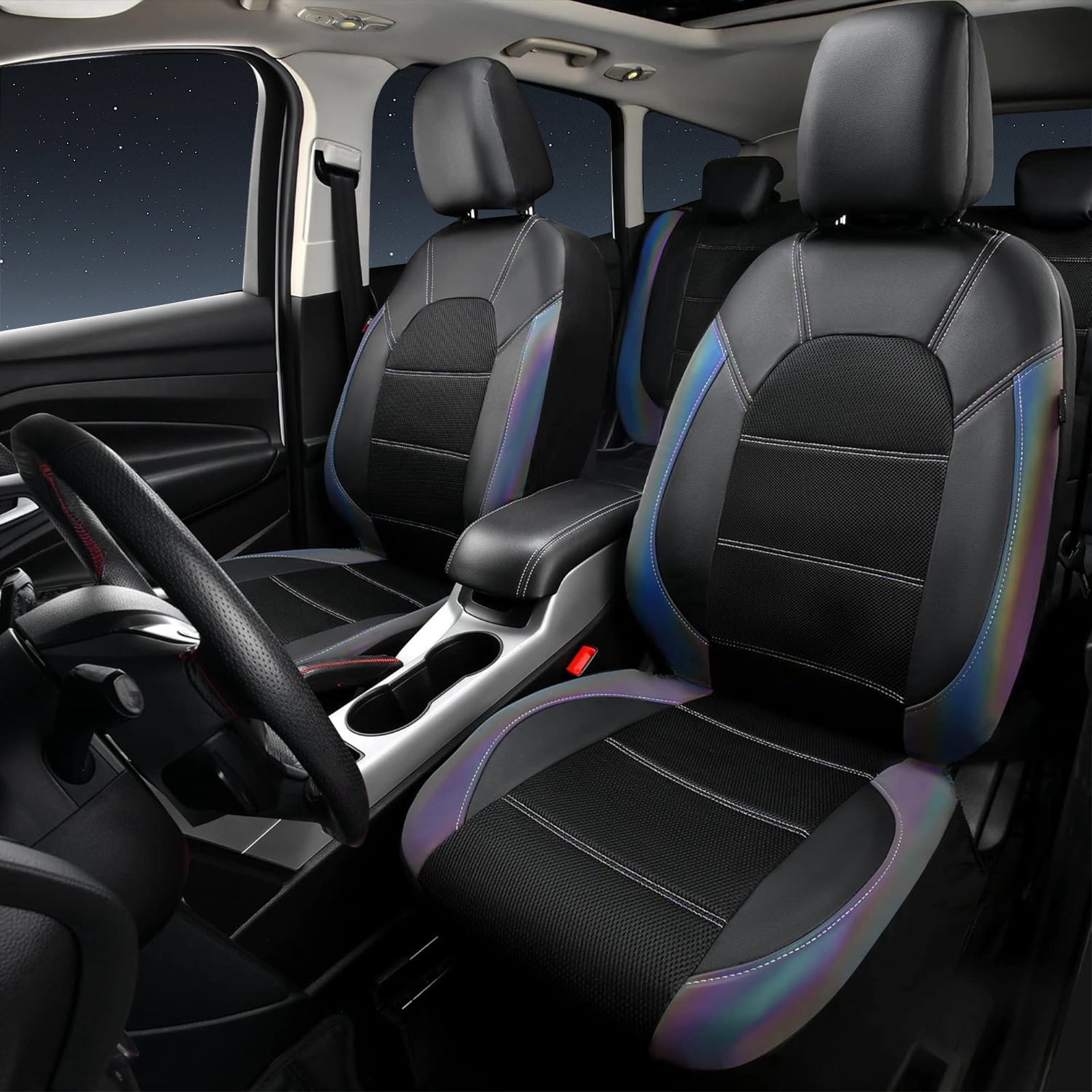 CAR GRAND Leather car seat covers air mesh breathable universal fit airbag compatible car, SUV, truck and van