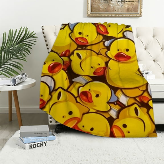 JEUXUS Cute Rubber Ducky Throw Blanket Warm Ultra-Soft Micro Blanket for Bed Couch Living Room