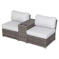 thumbnail image 1 of Living Source International Causeuse d'Extérieur en Osier avec Coussins, Brun/blanc, 1 of 3