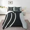 thumbnail image 2 of Erosebridal Aesthetic Black White Gray Bedding King Comforter Set, Abstract Lines Down Comforter Super Cozy 3 Pieces, 2 of 8