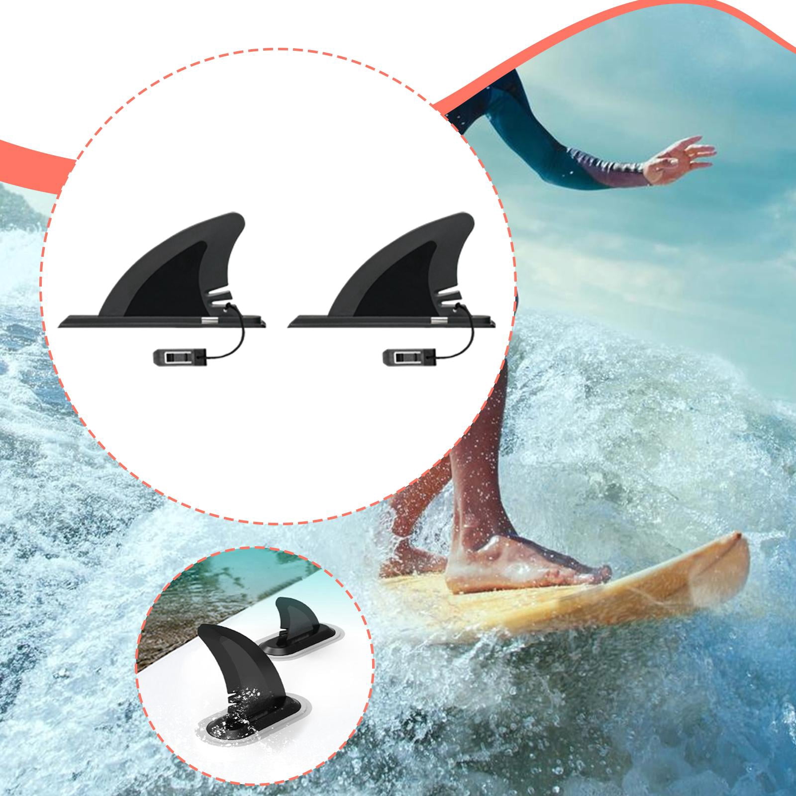 funtasica Surfboard PVC Quick Release Pin Fin Hydrodynamic Design Accessory for Beginners Black Simple Assemble Spare Parts Replacement 4inch 2Pcs